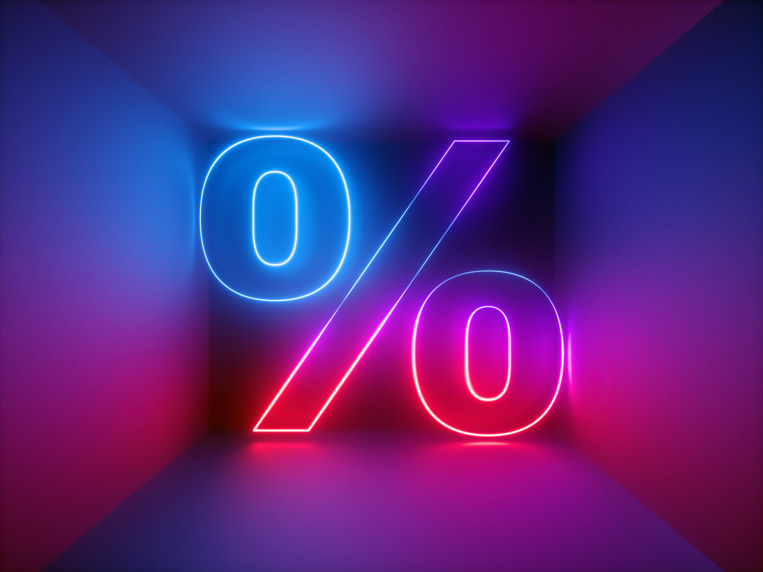 Artsy neon percentage sign