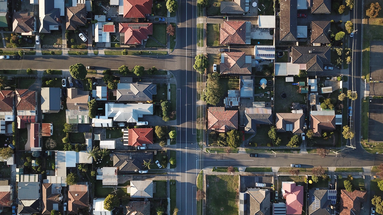 Birds Eye view of a suburban neighborhood